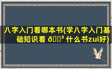 八字入门看哪本书(学八字入门基础知识看 🌳 什么书zui
好)